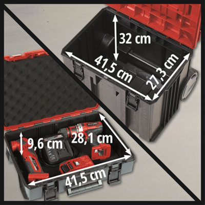 Einhell Tool Box Tower With Wheels Up To 120kg Load Wheeled Storage With Modular Cases Red Black Livery Official