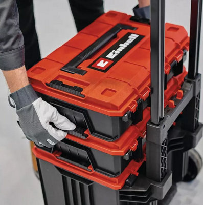 Einhell Tool Box Tower With Wheels Up To 120kg Load Wheeled Storage With Modular Cases Red Black Livery Official