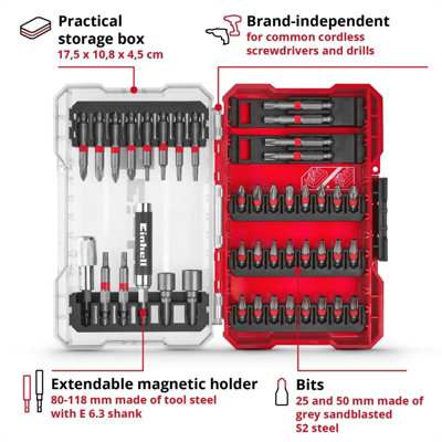Einhell Universal Drill Driver Bit Set 41 Pieces With M-CASE Box KWB Accessory