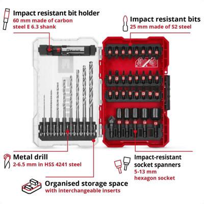 Einhell Universal Impact Drill Bit Set 39 Pieces HSS With M-CASE Box Accessory