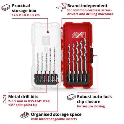 Einhell Universal Metal HSS Drill Bit Set 10 Pieces With S-CASE Box Accessory