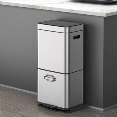 EKO DARA SENSOR BIN 35リットル EKO 54 Litre Stainless Steel Dual Compartment Recycling Motion
