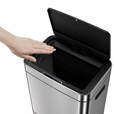 EKO 54 Litre Stainless Steel Dual Compartment Recycling Motion