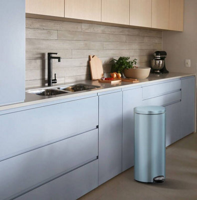 EKO Eva 30L Titanium Blue Kitchen Bin DIY at B&Q