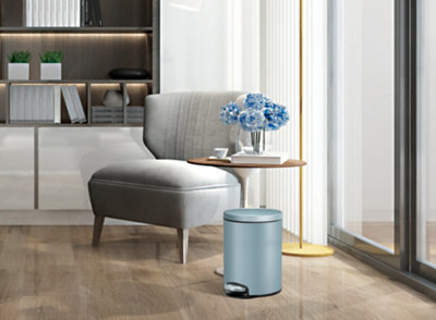 EKO Eva 5L Titanium Blue Bathroom Pedal Bin