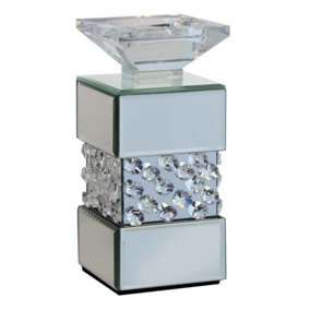 EKODE Candle Holder Elegant Luxury Mirrored Glass Crystals