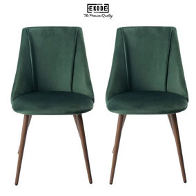 EKODE Set of 2 Modern Fire Proof Velvet Dining Chairs Elegant Design