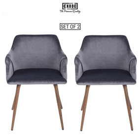 EKODE Set of 2 Scandinavian style velvet dining chairs