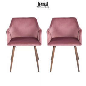 EKODE Set of 2 Scandinavian style velvet dining chairs