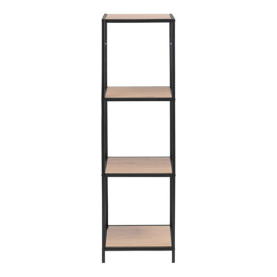 El Paso Narrow Bookcase Black Metal Frame with Wild Oak Shelves