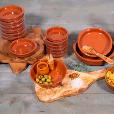El Toro Glazed Terracotta Brown Kitchen Dining Cookware Round Open Dish (Diam) 32cm