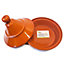 El Toro Glazed Terracotta Brown Kitchen Dining Large Tagine Dish (Diam) 27cm