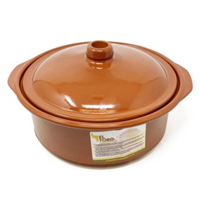 El Toro Glazed Terracotta Brown Kitchen Dining Lidded Casserole Dish 4.5L