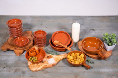 El Toro Glazed Terracotta Brown Kitchen Dining Set of 2 Oven Dishes w/ Short Handles (Diam) 18cm