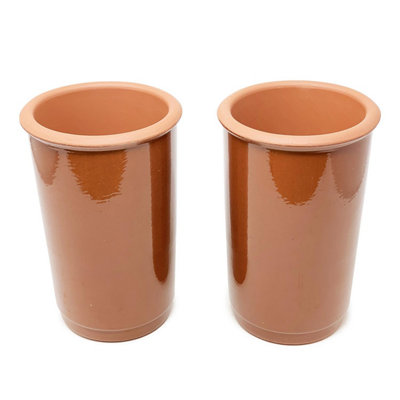 El Toro Glazed Terracotta Brown Kitchen Dining Set of 2 Wine Coolers (H) 21.5cm