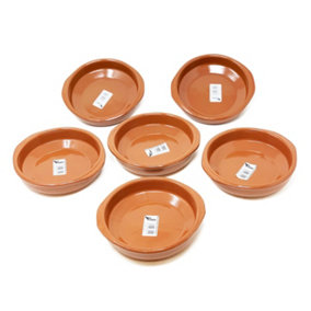 El Toro Glazed Terracotta Brown Kitchen Dining Set of 6 Round Open Dishes (Diam) 16cm