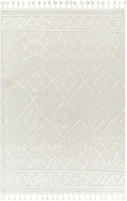 ELAINE Berber Geometric High Pile Cream Area Rug 160 x 213 cm