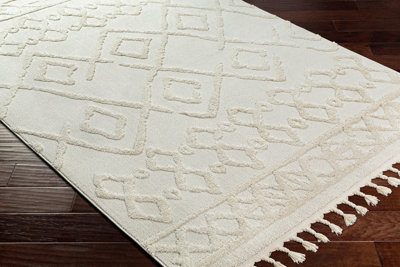 ELAINE Berber Geometric High Pile Cream Area Rug 160 x 213 cm