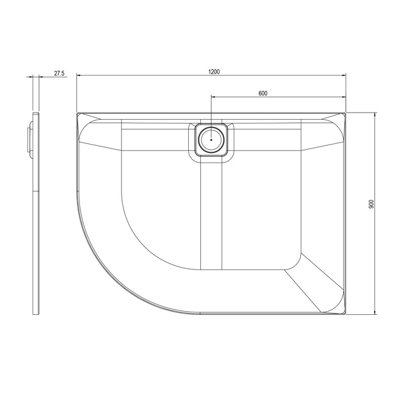 Elara Left Hand Quadrant Slimline Shower Tray - 1200x900mm