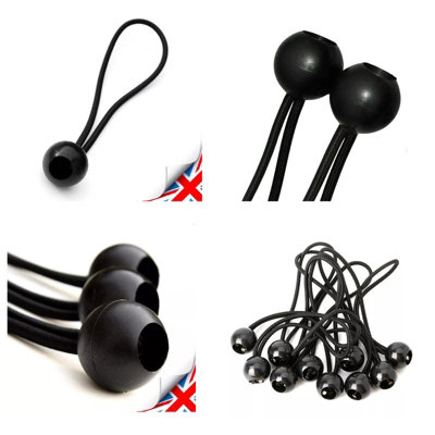 PRETEX Bungee Cords With Balls - Set Of 25pcs X 9 Inch Universal Elastic Cord W/Ball Ties - Heavy Duty Bungees Perfect For Tent, Canopy & Tarp Tie Down - Black 7 thumbnail image