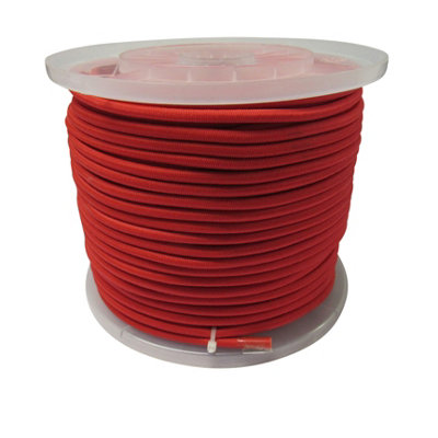 Elastic Bungee Rope Shock Cord 6MM Red (100M Reel Elasticated Tie Down)