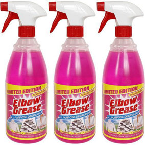 Elbow Grease All Purpose Degreaser, Spray Bottle, Multi Use Cleaner Pink 1L (Pack of 3)