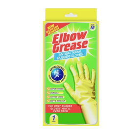 Elbow Grease Anti-Bacterial Rubber Gloves Yellow (L)