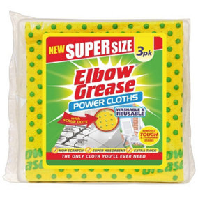Elbow Grease Cleaning Cloths (Pack of 3) Yellow/Green (One Size)