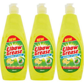 Elbow Grease Lemon Washing Up Liquid 600ml (Pack of 3)