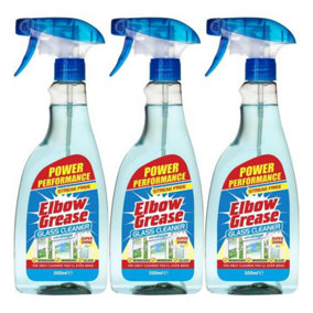 Elbow Grease Power Performance Streak Free Glass Cleaner 500ml (Pack of 3)