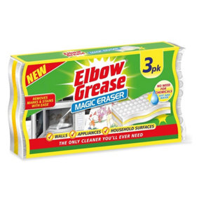 Elbow Grease Sponge Scourers (Pack of 3) White/Yellow (One Size)