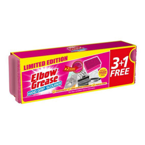Elbow Grease Sponge Scourers (Pack of 4) Pink (One Size)