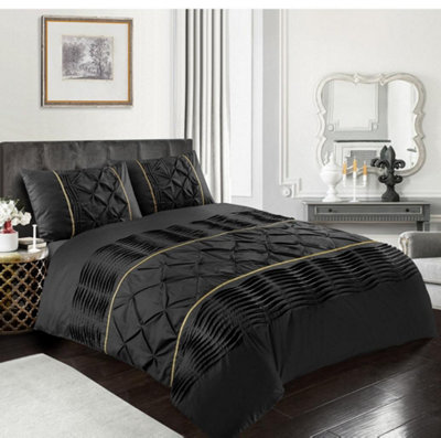 Eleanor Embellished Black Double Duvet Cover Set DIY at B&Q