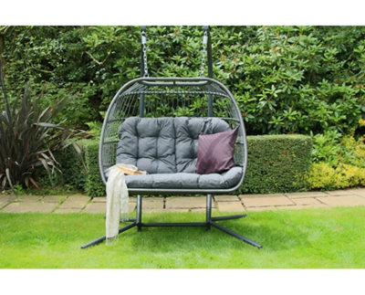 Eleanor Folding Double Hanging Egg Chair Cocoon In Grey Fold Away Design