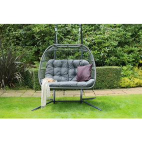 Eleanor Folding Double Hanging Egg Chair Cocoon In Grey Fold Away Design