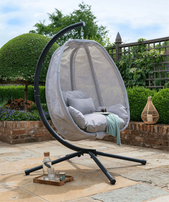 Eleanor folding double hanging egg chair cocoon in grey sale