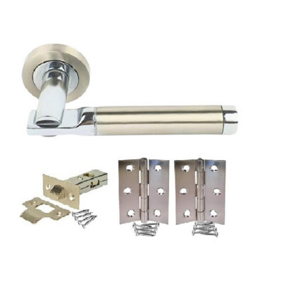 Electra Design Modern Dual Chrome Door Handles Hinge & Latch Pack