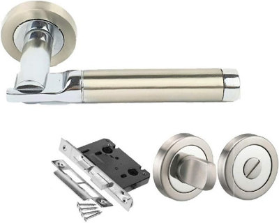 Electra Design Modern Duo Dual Chrome Door Handle Pack for Bathrooms