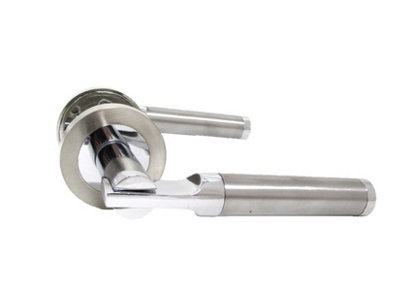 Electra Door Handles Latch Lever on Rose Duo - Chrome Satin 140mm
