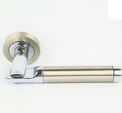 Electra Dual Finish Chrome Door Handles On Rose Dual Finish