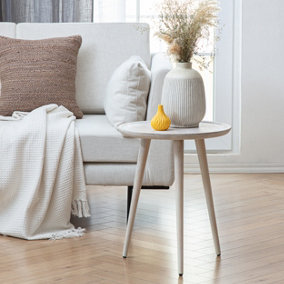 Electra Side Table Solid Wood Living Room End Table Bedside Table Whitewash Wooden Side Table