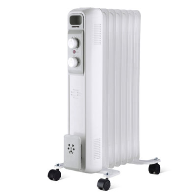 Electric 1500W Portable Oil Filled Heater Radiator 7 fin White