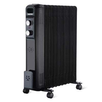 Electric 2500W Oil Filled Radiator 11 fin Electric Heater Black