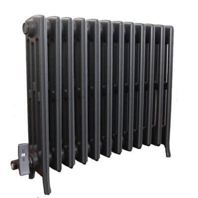 Electric 4 Column Sovereign Cast Iron Radiator - 660mm(H) x 750mm (W) - Anthracite Grey RAL 7016