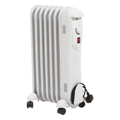 Electric 7 Fin 1.5kW Oil Filled Radiator Portable Heater with 3 Heat
