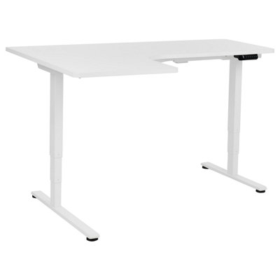 Electric Adjustable Left Corner Desk 160 x 59 cm White DESTINES