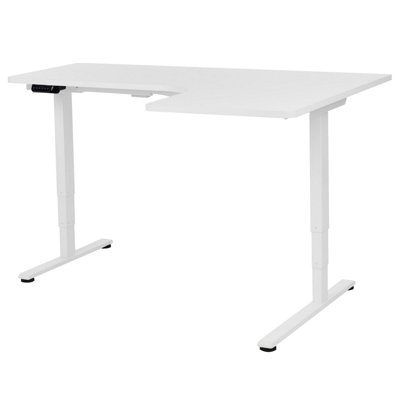 Electric Adjustable Right Corner Desk 160 x 59 cm White DESTINES