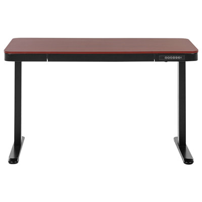 Electric Adjustable Standing Desk 120 x 60 cm with USB port Dark Wood and Black KENLY