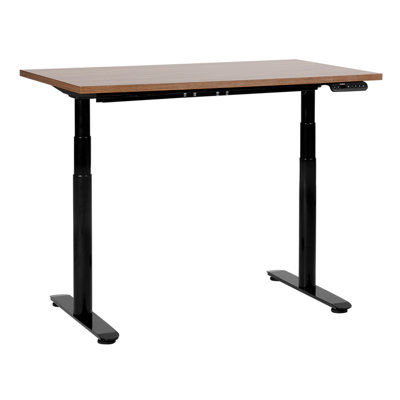 Electric Adjustable Standing Desk 120 x 72 cm Dark Wood and Black DESTINAS