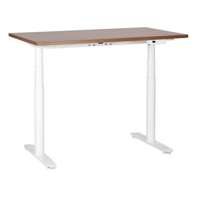 Electric Adjustable Standing Desk 120 x 72 cm Dark Wood and White DESTINAS